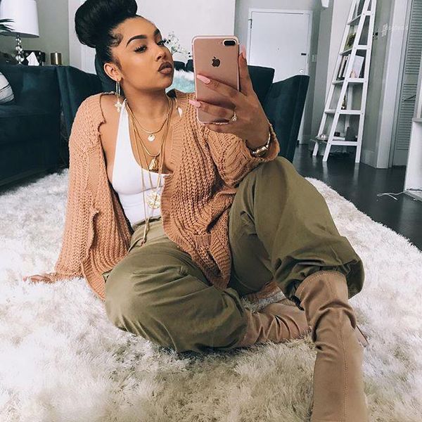 sweater fashion long sleeve big pocket cardigan sweater khaki street styles long kniter womens designer holes, White;black
sweater fashion long sleeve big pocket cardigan sweater khaki street styles long kniter womens designer holes, White;black