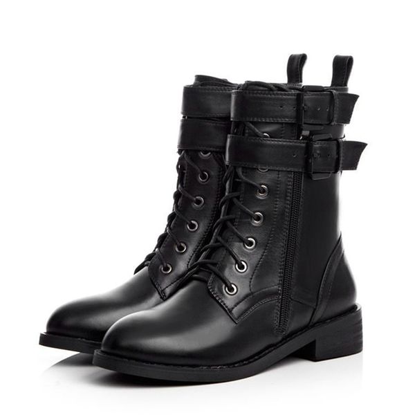winter leather boots ladies shoes round toe zapatos de mujer lace up boots women buckle strap buty damskie square heels, Black
winter leather boots ladies shoes round toe zapatos de mujer lace up boots women buckle strap buty damskie square heels, Black