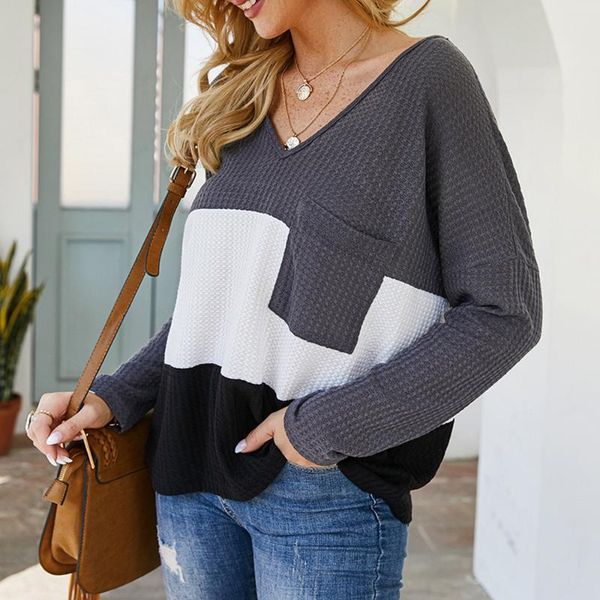 women's sweaters 2021 spring european american fashion knitwear women wear v-neck long sleeve sweater in patchwork pullovers, White;black
women's sweaters 2021 spring european american fashion knitwear women wear v-neck long sleeve sweater in patchwork pullovers, White;black
