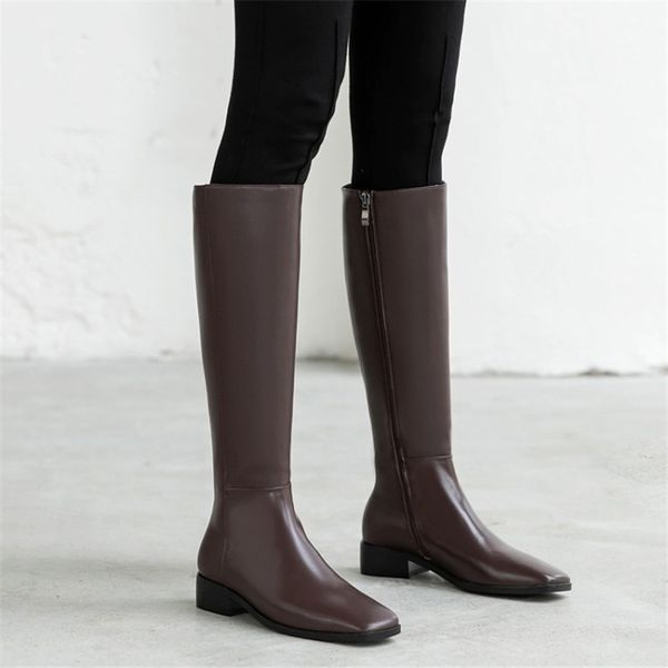 pxelena luxury low heels genuine cow leather knee high boots women square toe side zip riding knight motorcycle boots, Black
pxelena luxury low heels genuine cow leather knee high boots women square toe side zip riding knight motorcycle boots, Black