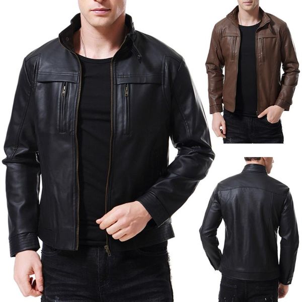 2019 autumn & winter new style men's leather coat pu leather stand collar coat men's jacket d134, Black
2019 autumn & winter new style men's leather coat pu leather stand collar coat men's jacket d134, Black