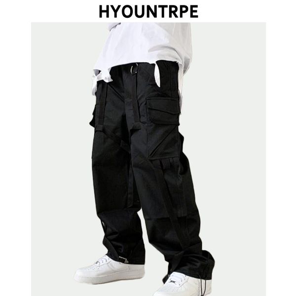 men's pants men cargo hip hop straight pant casual elastic waist drawstring loose fit trousers side pockets streetwear, Black
men's pants men cargo hip hop straight pant casual elastic waist drawstring loose fit trousers side pockets streetwear, Black