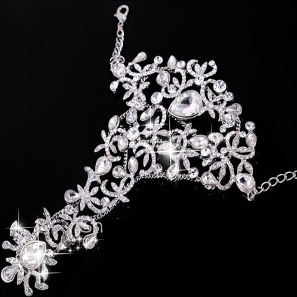 gold silver color luxury crystal women bracelet for bridal fashion hand back chain bride wedding glove bracelets with ring, Black
gold silver color luxury crystal women bracelet for bridal fashion hand back chain bride wedding glove bracelets with ring, Black