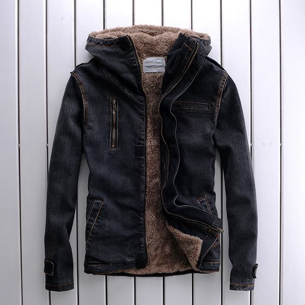 2019 fleece men winter hooded denim jacket causal coat outwear male plus size, Black;brown
2019 fleece men winter hooded denim jacket causal coat outwear male plus size, Black;brown