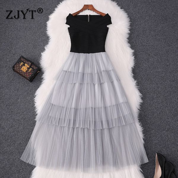 elegant summer dress women clothes 2019 fashion slash neck knitted patchwork ruffles layered cake tulle midi party dresses, Black;gray
elegant summer dress women clothes 2019 fashion slash neck knitted patchwork ruffles layered cake tulle midi party dresses, Black;gray