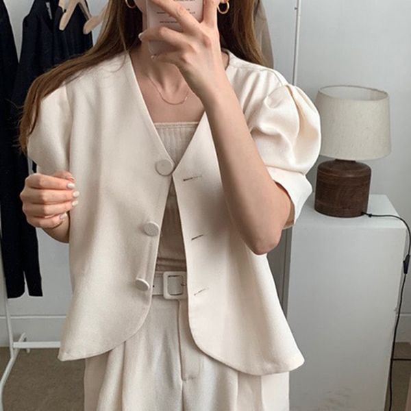 women summer two piece sets outfits elegant korean style puff sleeve vintage and wide leg long pants office ladies 2 sets, White
women summer two piece sets outfits elegant korean style puff sleeve vintage and wide leg long pants office ladies 2 sets, White