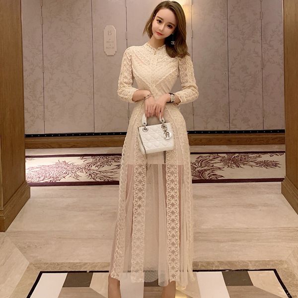 2019 autumn french style vintage lace mesh long dress women new perspective ladies fashion party dresses vestidos mujer, Black;gray
2019 autumn french style vintage lace mesh long dress women new perspective ladies fashion party dresses vestidos mujer, Black;gray