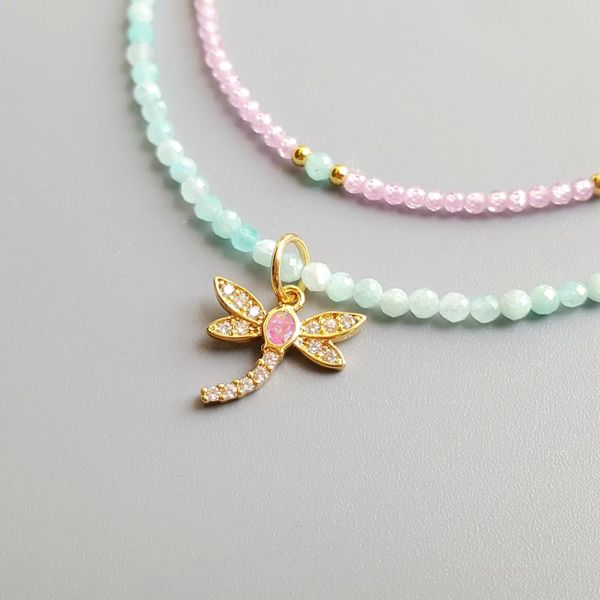 lii ji genuine amazonite pink zircon lab-created opal dragonfly pendant charms 2 rows delicated handmade necklace necklaces pendants, Silver
lii ji genuine amazonite pink zircon lab-created opal dragonfly pendant charms 2 rows delicated handmade necklace necklaces pendants, Silver