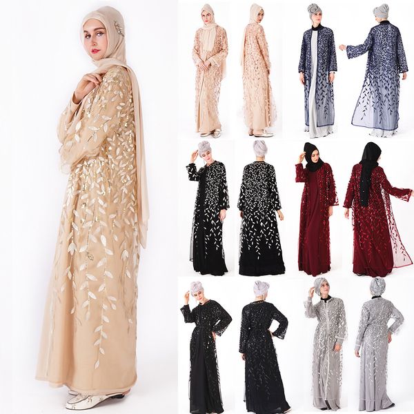 l201explosion style islamic muslim women's cardigan luxury sequin embroidery seamless outfit fashion dress, Black;gray
l201explosion style islamic muslim women's cardigan luxury sequin embroidery seamless outfit fashion dress, Black;gray