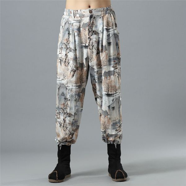 male travel harem pants cotton linen solid color chinese style wide leg feet trousers vintage natural casual print ninja pants, Black
male travel harem pants cotton linen solid color chinese style wide leg feet trousers vintage natural casual print ninja pants, Black