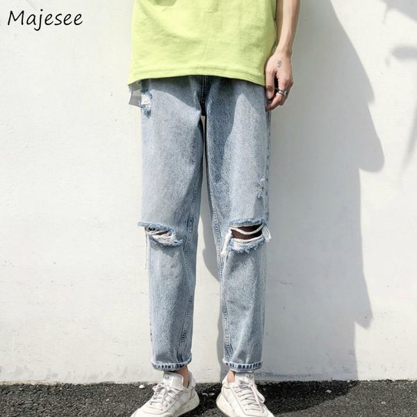men jeans holes solid ankle-length big size 3xl casual fashion high street all-match chic man straight denim trousers harajuku, Blue
men jeans holes solid ankle-length big size 3xl casual fashion high street all-match chic man straight denim trousers harajuku, Blue