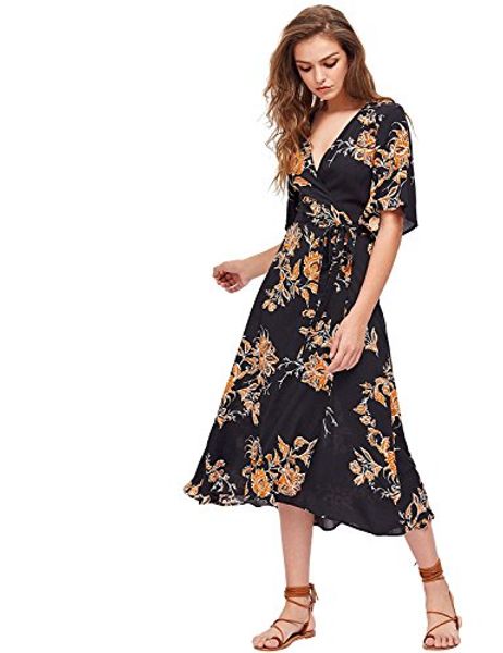 milumia женская boho глубокий v-образным вырезом цветочный шифон с запахом длинное платье, Black;gray
milumia женская boho глубокий v-образным вырезом цветочный шифон с запахом длинное платье, Black;gray