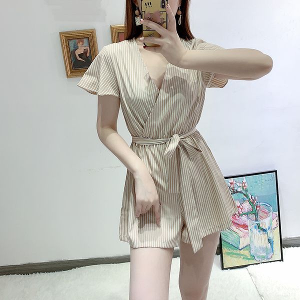 seebeautiful new fashion 2020 spring summer simple striped v-neck short sleeve bandage jumpsuit jumpsuit playsuits female w647, Black;white
seebeautiful new fashion 2020 spring summer simple striped v-neck short sleeve bandage jumpsuit jumpsuit playsuits female w647, Black;white