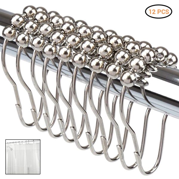 12pcs/lot bath curtain hooks rollerball antirust rings hooks for bathroom shower rods satin nickel ball curtains accessories
12pcs/lot bath curtain hooks rollerball antirust rings hooks for bathroom shower rods satin nickel ball curtains accessories