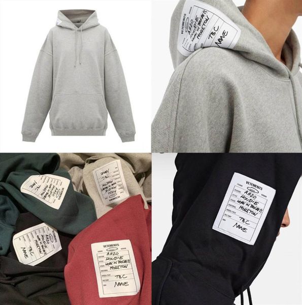 негабаритные 19fw vetements толстовки мужчины женщины высокое качество толстый патч вышивка черный серый vetements толстовка с капюшоном, Black
негабаритные 19fw vetements толстовки мужчины женщины высокое качество толстый патч вышивка черный серый vetements толстовка с капюшоном, Black