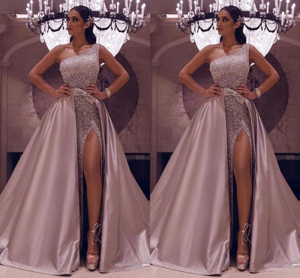 saprkly detachable skirt sheath prom dresses sequined one shoulder high side split formal evening dress gala party gowns ogstuff, Black 
saprkly detachable skirt sheath prom dresses sequined one shoulder high side split formal evening dress gala party gowns ogstuff, Black