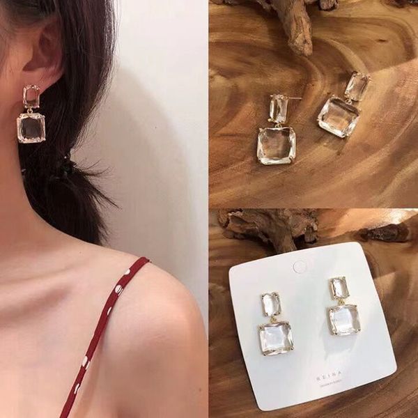 fashion simple geometric transparent crystal square earrings alloy metal hanging earrings exaggerated for women trendy jewelry, Silver
fashion simple geometric transparent crystal square earrings alloy metal hanging earrings exaggerated for women trendy jewelry, Silver