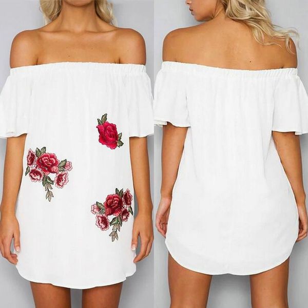 lady summer boho floral party casual beach shirts party cocktail blouses, White 
lady summer boho floral party casual beach shirts party cocktail blouses, White