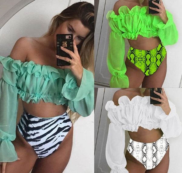 designer new bikinis swimsuit long sleeve ruffled chiffon +underwear snake print fluorescent split swimsuit beachwear biquini, White;black
designer new bikinis swimsuit long sleeve ruffled chiffon +underwear snake print fluorescent split swimsuit beachwear biquini, White;black