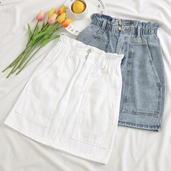 elastic waist summer women denim skirt pockets white high waist jeans skirts a-line ruffles female mini saia mujer da686, Black
elastic waist summer women denim skirt pockets white high waist jeans skirts a-line ruffles female mini saia mujer da686, Black
