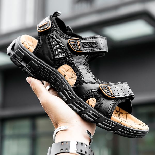 new arrival men sandals comfortable outdoor leather sandals for mens dark brown casual shoes men anti-slip casual mens, Black
new arrival men sandals comfortable outdoor leather sandals for mens dark brown casual shoes men anti-slip casual mens, Black