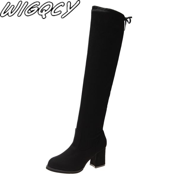 new women's low-heeled boots black boots above the knee with a pointed toe suede fabric thick heel plus velvet motorcycle
new women's low-heeled boots black boots above the knee with a pointed toe suede fabric thick heel plus velvet motorcycle