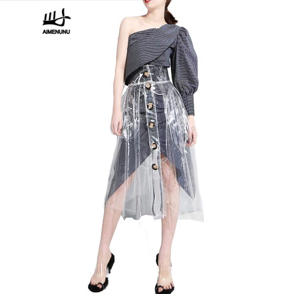 aimenunu vintage midi skirt women pvc transparent skirts korean button a-line casual skirt womens jupe femme 2019 autumn spring, Black
aimenunu vintage midi skirt women pvc transparent skirts korean button a-line casual skirt womens jupe femme 2019 autumn spring, Black