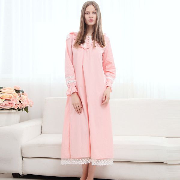 womens pink vintage nightdress long sleeve female sleepwear princess home sleeping dress cotton nightgowns for ladies lounge, Black;red
womens pink vintage nightdress long sleeve female sleepwear princess home sleeping dress cotton nightgowns for ladies lounge, Black;red