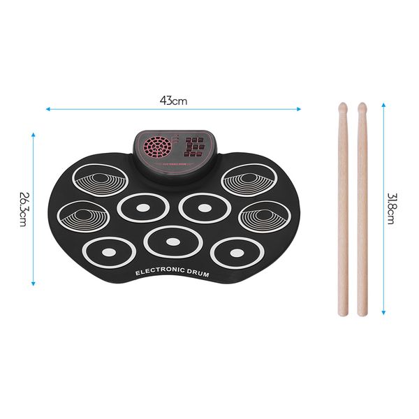 electronic drum set usb roll up drum pad kit 9 drumpads built-in speaker with sticks foot pedals digital percussion instruments
electronic drum set usb roll up drum pad kit 9 drumpads built-in speaker with sticks foot pedals digital percussion instruments