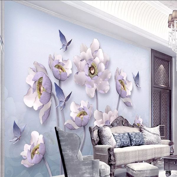 custom large mural 3d wallpaper modern fashion creative luxury pearl lotus butterfly lavender tv back wall decor 5d embossed
custom large mural 3d wallpaper modern fashion creative luxury pearl lotus butterfly lavender tv back wall decor 5d embossed