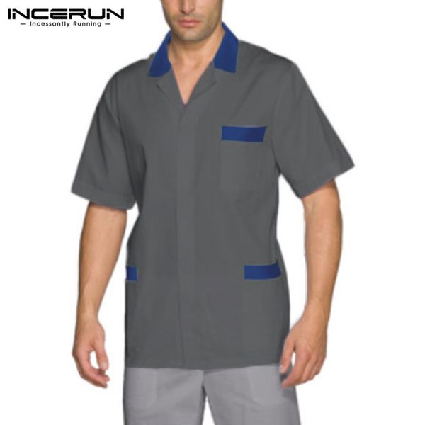 incerun fashion men shirt short sleeve casual turn-down collar breathable pockets blouse streetwear mens work uniform 2020, White;black
incerun fashion men shirt short sleeve casual turn-down collar breathable pockets blouse streetwear mens work uniform 2020, White;black