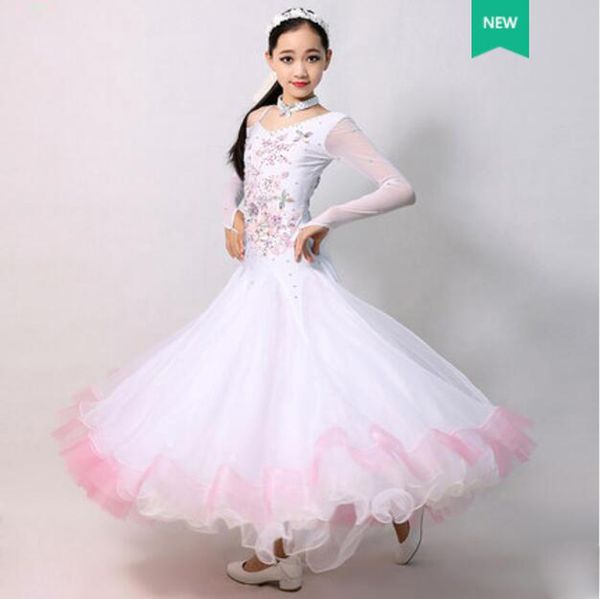children white ballroom dance dresses elegant long sleeve waltz competition dancing skirt girls standard classical dance dress, Black;red
children white ballroom dance dresses elegant long sleeve waltz competition dancing skirt girls standard classical dance dress, Black;red