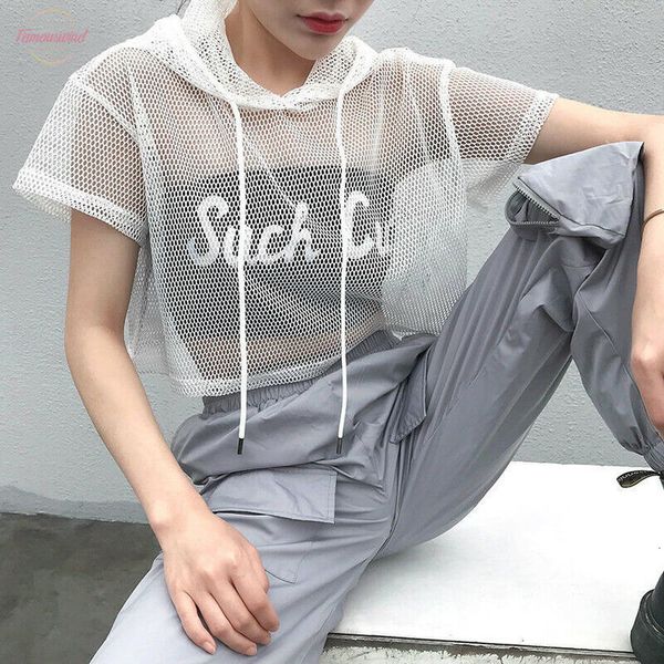 womens hollow mesh net hooded polyester t shirt short sleeve tee transparent black swxy clubwear party, White
womens hollow mesh net hooded polyester t shirt short sleeve tee transparent black swxy clubwear party, White