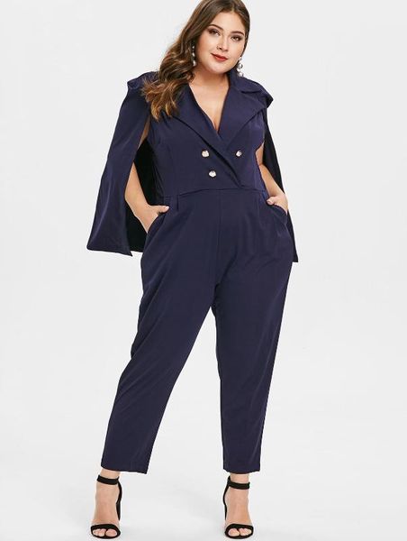 wipalo women plus size double breasted cape jumpsuit plunging neck solid jumpsuit casual spring ladies 4xl big size rompers, Black;white
wipalo women plus size double breasted cape jumpsuit plunging neck solid jumpsuit casual spring ladies 4xl big size rompers, Black;white