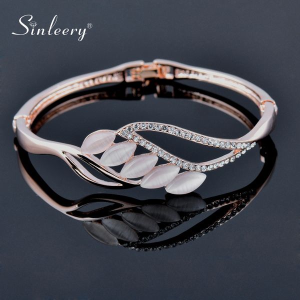 sinleery charm opal stone leaf bracelets rose yellow gold silver color inlay tiny crystal bangle for women jewelry sl203 ssb, Black
sinleery charm opal stone leaf bracelets rose yellow gold silver color inlay tiny crystal bangle for women jewelry sl203 ssb, Black