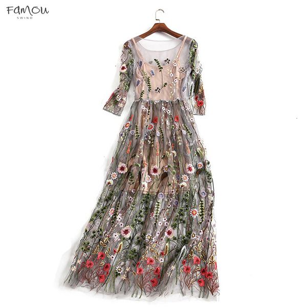 2019 Runway Evening Party Dresses Gorgeous Half Sleeves Designer Mesh Embroidery Bohemian Long Dress Style Sheer Clothes 
2019 Runway Evening Party Dresses Gorgeous Half Sleeves Designer Mesh Embroidery Bohemian Long Dress Style Sheer Clothes