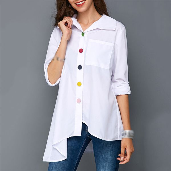 plus size women's white shirt colorful button irregular women's blouse long sleeve autumn tunic fashion woman blouses 2020
plus size women's white shirt colorful button irregular women's blouse long sleeve autumn tunic fashion woman blouses 2020
