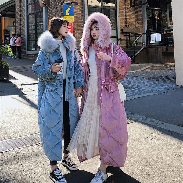 women's down & parkas x-long parka winter korean clothes women gold velvet wadded jacket hooded with fur collar warm plus size overcoat, Black
women's down & parkas x-long parka winter korean clothes women gold velvet wadded jacket hooded with fur collar warm plus size overcoat, Black