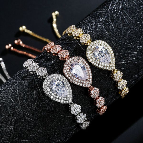 14k gold rose gold cz cubic zircon water drop floral fashional adjustable chain bracelet bling diamond jewelry gifts for women, Black
14k gold rose gold cz cubic zircon water drop floral fashional adjustable chain bracelet bling diamond jewelry gifts for women, Black