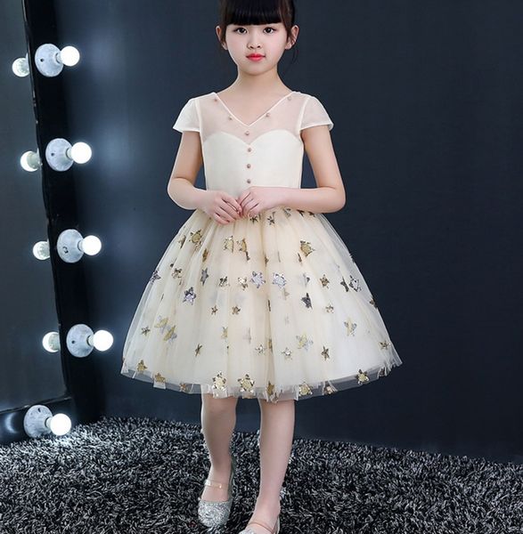 retail flower girl princess dress sequins star buttons party wedding dress birthday piano performing evening gown hx001, Red;yellow 
retail flower girl princess dress sequins star buttons party wedding dress birthday piano performing evening gown hx001, Red;yellow