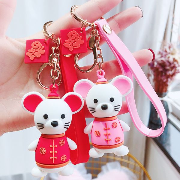 new cartoon festive blessing mouse keychain pendant men and women cute epoxy doll keychain bag charm, Silver
new cartoon festive blessing mouse keychain pendant men and women cute epoxy doll keychain bag charm, Silver