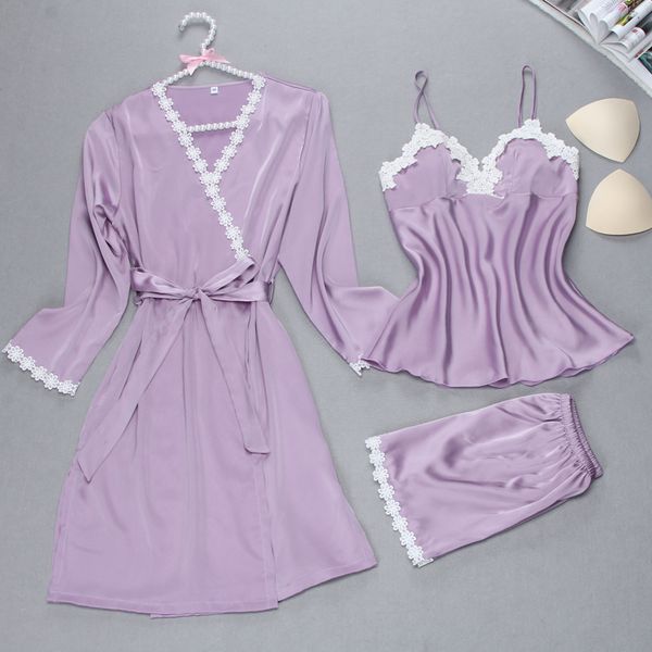 2019 spring and summer pajamas model silk of long sleeve women's robes sling nightgown three-piece set-women's robes
2019 spring and summer pajamas model silk of long sleeve women's robes sling nightgown three-piece set-women's robes