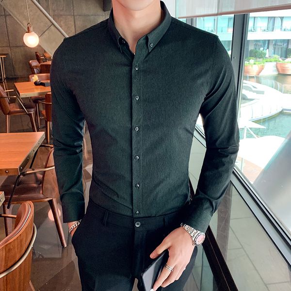 british style men shirt autumn embroidery men dress shirt long sleeve streetwear solid formal wear social shirts, White;black
british style men shirt autumn embroidery men dress shirt long sleeve streetwear solid formal wear social shirts, White;black