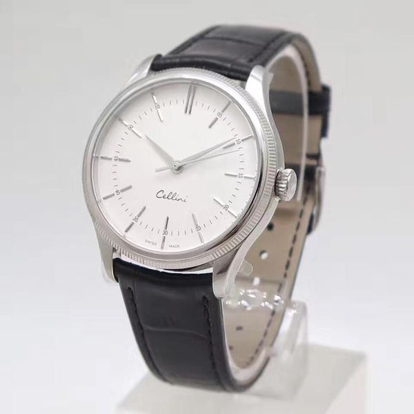classic luxury mens watches cellini m50509-0017 silver automatic mechanical movement white dial leather strap designer watches, Slivery;brown
classic luxury mens watches cellini m50509-0017 silver automatic mechanical movement white dial leather strap designer watches, Slivery;brown