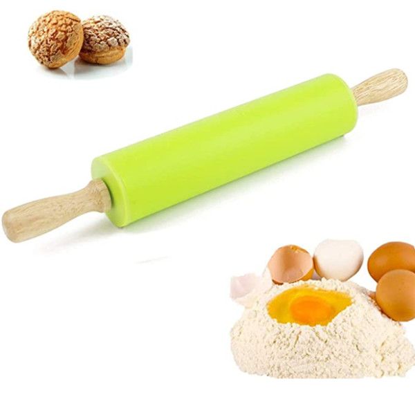 silicone rolling pin -15 in dough roller for pizza, cookie with wooden handle & nonstick surface baking equipment for dough,pizza, green
silicone rolling pin -15 in dough roller for pizza, cookie with wooden handle & nonstick surface baking equipment for dough,pizza, green