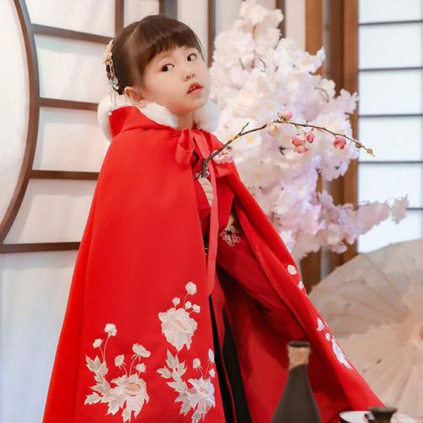 traditional chinese style for girl streetwear warm winter cloak flowers embroidered fleece cloak coat for 5-13 year old girl, Red
traditional chinese style for girl streetwear warm winter cloak flowers embroidered fleece cloak coat for 5-13 year old girl, Red