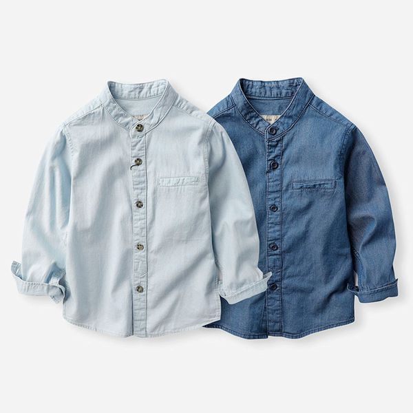 boy's cotton denim shirt, White;black