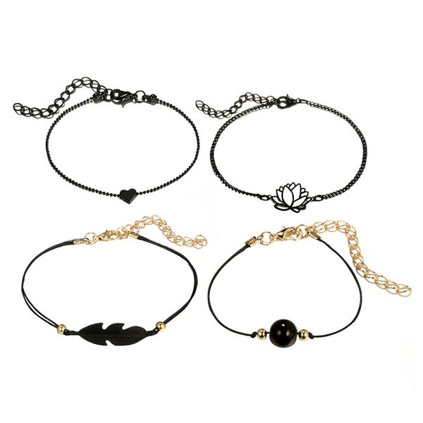 4pcs layered bracelets set extender wrap bracelets for gathering going out party, Black
4pcs layered bracelets set extender wrap bracelets for gathering going out party, Black