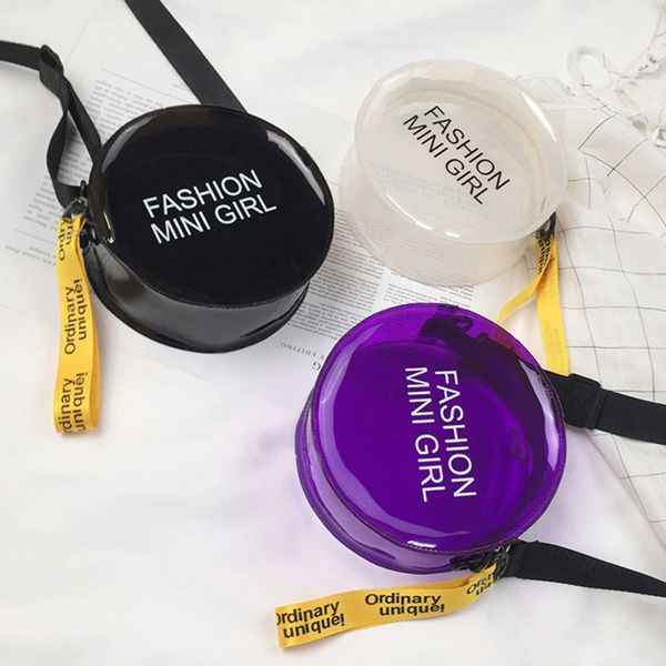 2019 new laser plastic jelly transparent handbags beach shoulder crossbody round bag casual korean children's bag