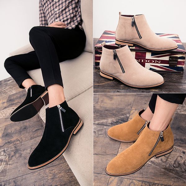 Retro Boots High To Help In The Winter Men's Leather Shoes Trend Short Boots Tide Matte Leather Boots Pointed, Black
Retro Boots High To Help In The Winter Men's Leather Shoes Trend Short Boots Tide Matte Leather Boots Pointed, Black